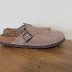 Women's Betula Boston Birkenstock Clog Tan Suede Mule Slides Sandals W-12